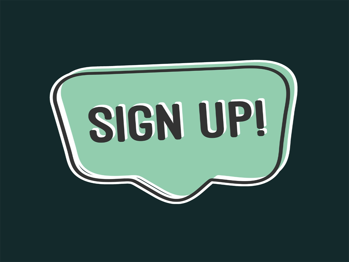 Sign up written in speech bubble