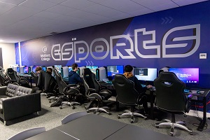 Esports classroom with students at computers