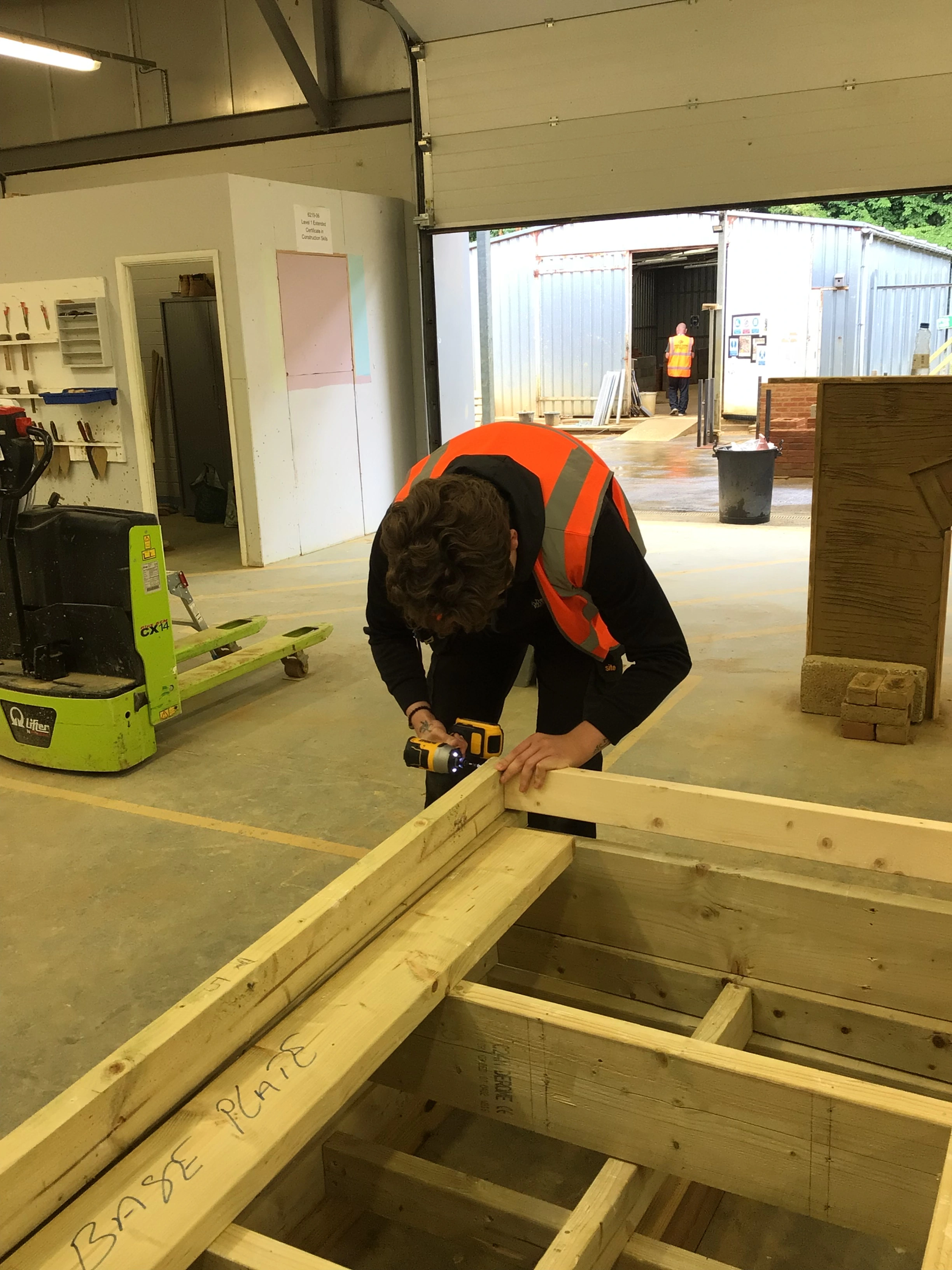 Carpentry student Jayden woodworking