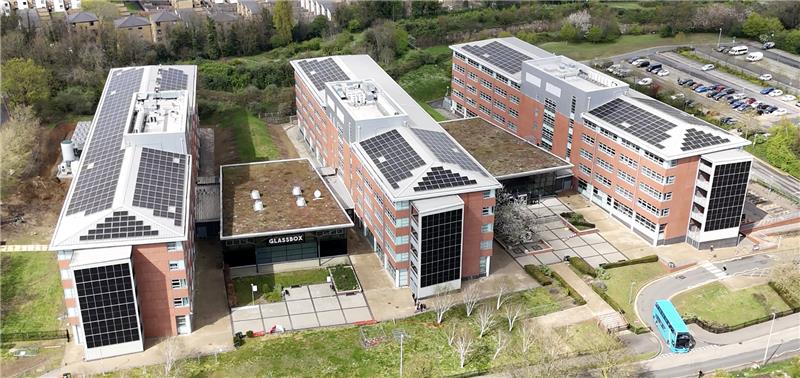 Solar panels at MidKent College's Medway Campus.