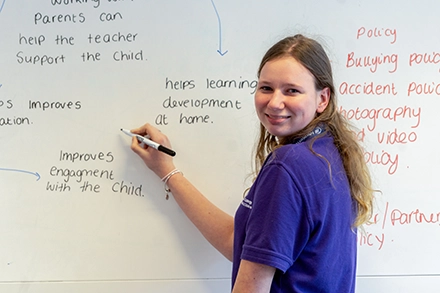 Ella using whiteboard