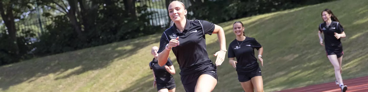 Sport students on the running track